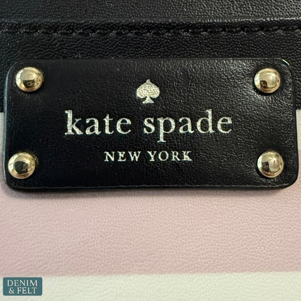 Kate Spade Striped Zip Cardholder Wallet Black White Pink Gold Hardware - Picture 3 of 7